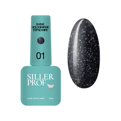 Топ без липкого шару SHINE Holographic №1 8 ml Siller