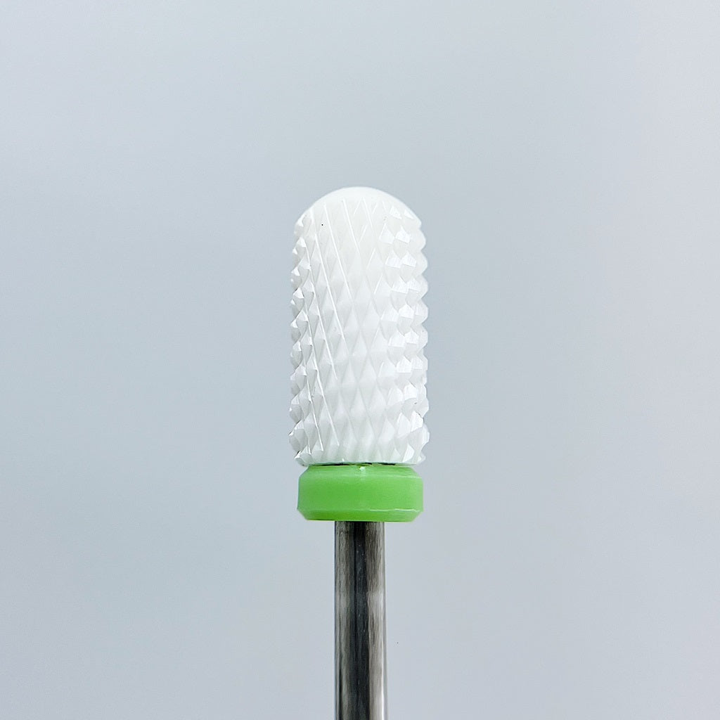 Ceramic nail drill bit, ”Cylinder” Rounded, 6.6*13 mm, Green - Good Girl Gel