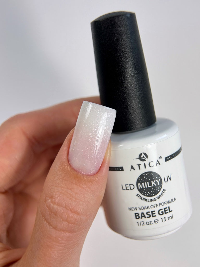 База Cover Milky Іскристий Білий Волокно 30 ml Atica