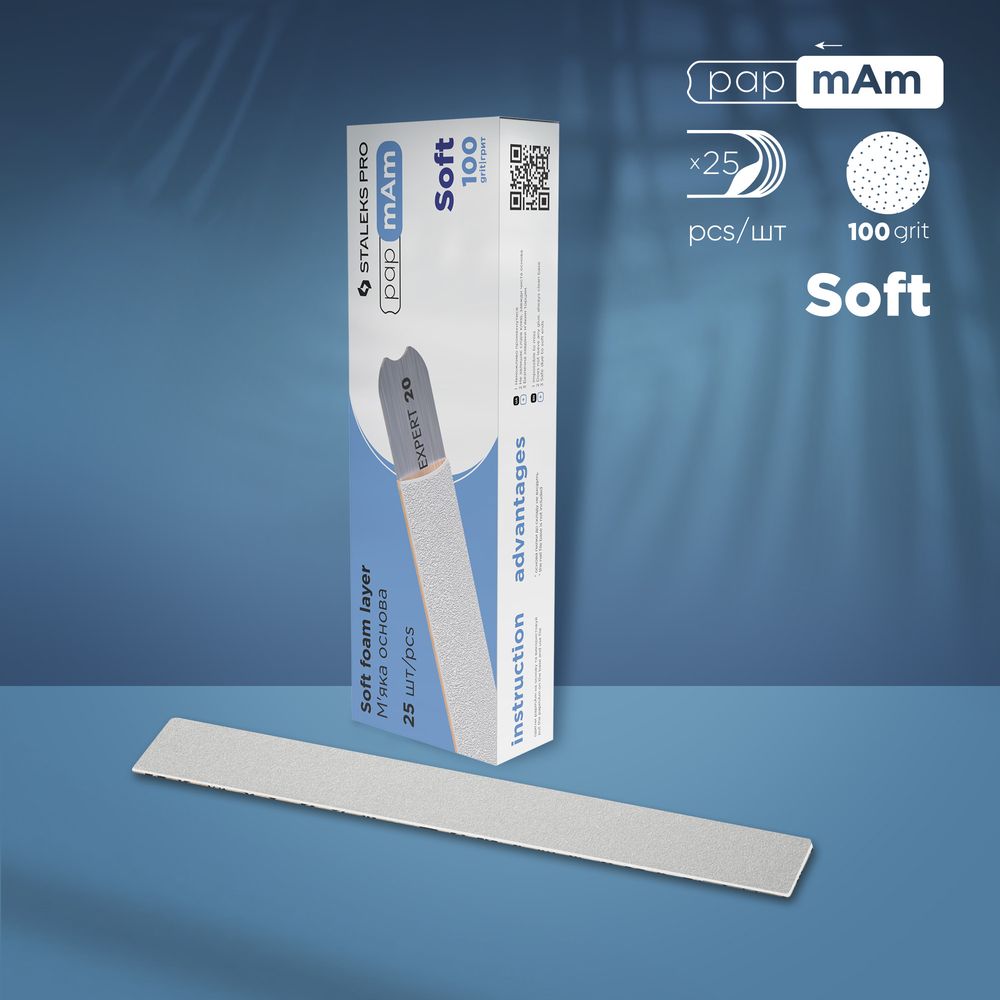 White disposable papmAm files (soft foam layer) Staleks Pro Expert 20 100 grit (25 pcs), DFCE-20-100/25W