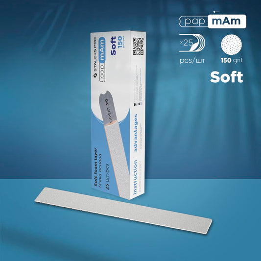 Disposable files papmAm for straight nail file (soft base) Pro Expert 20, 150 grit (25 pcs), DFCE-20-150/25W