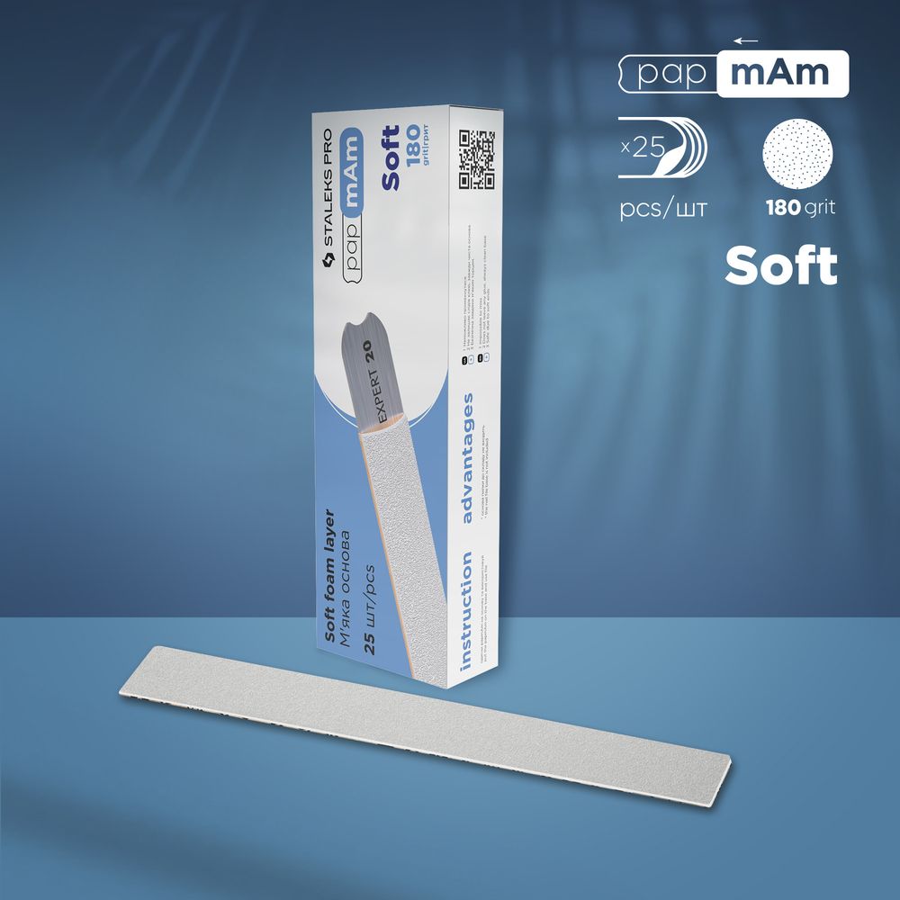 White disposable papmAm files (soft foam layer) Staleks Pro Expert 20 180 grit (25 pcs), DFCE-20-180/25W