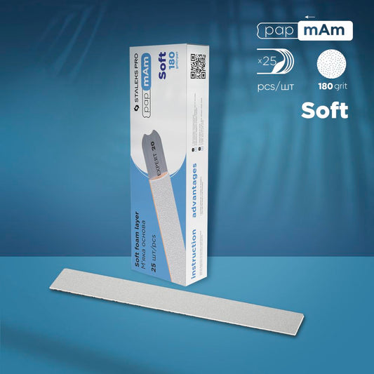 White disposable papmAm files (soft foam layer) Staleks Pro Expert 20 180 grit (25 pcs), DFCE-20-180/25W