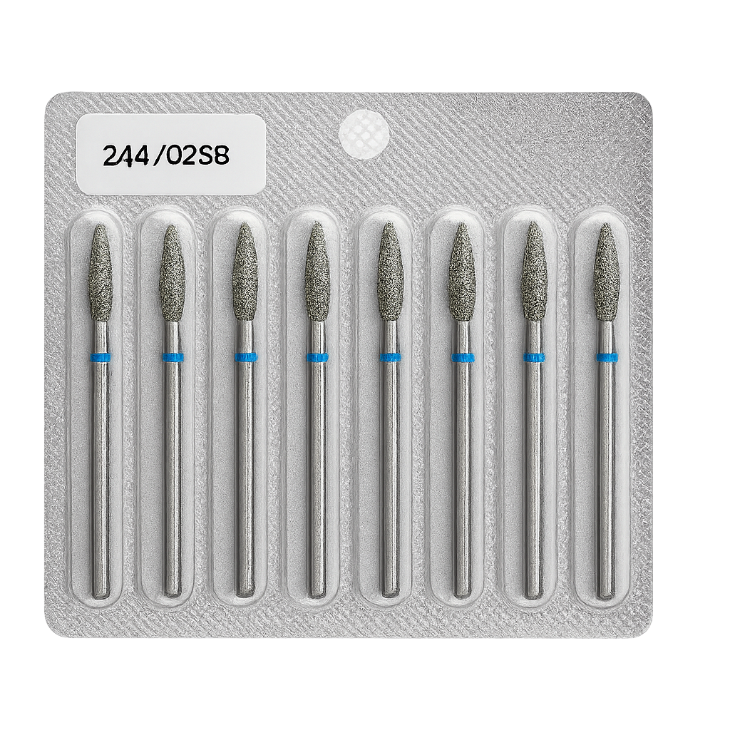 Алмазна фреза, Полум’я, 2.5*8.0 мм, Синій, Тайвань