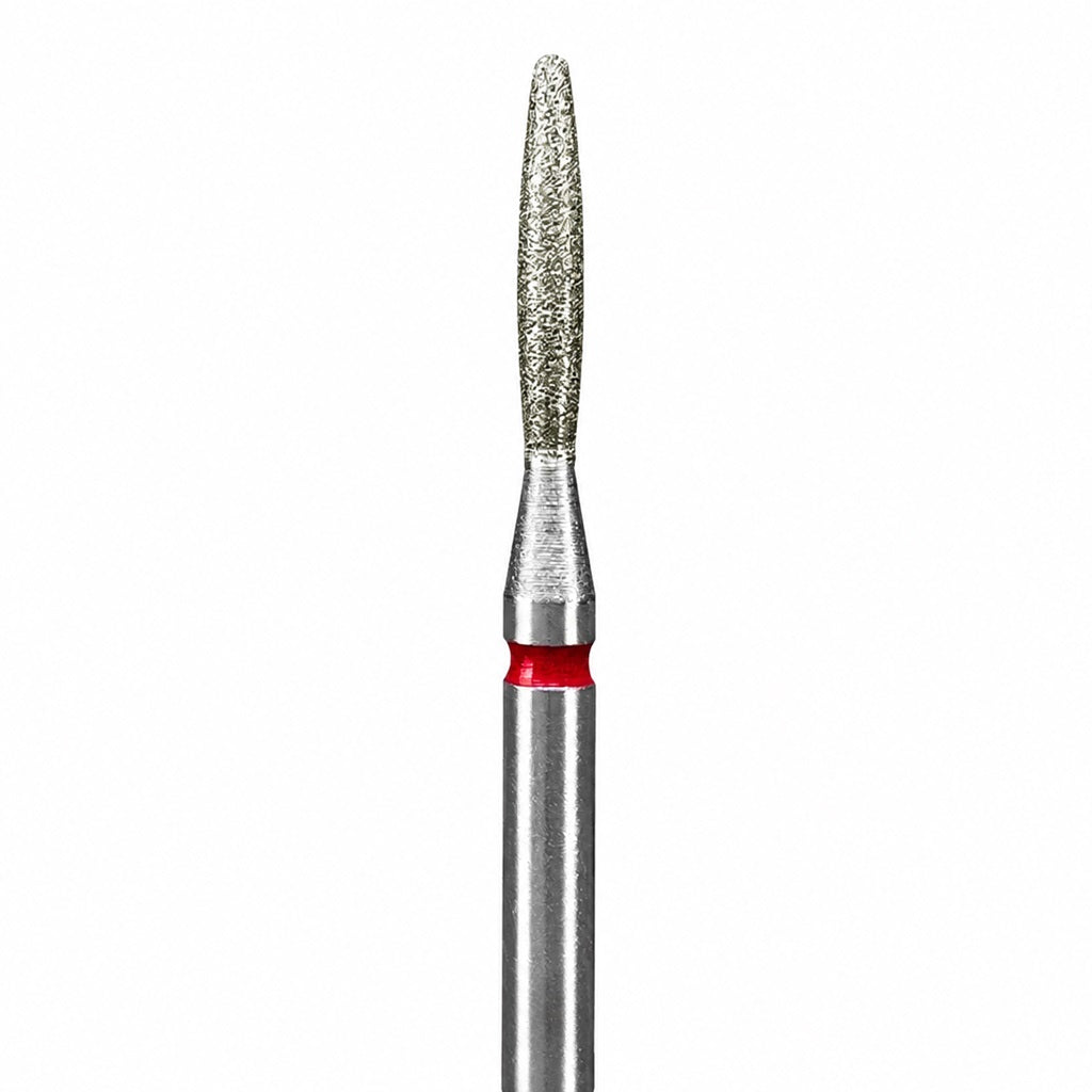 Diamond nail drill bit, Long “Flame”, 1.8*10 mm, Red
