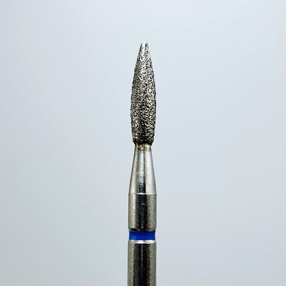 Diamond nail drill bit, “Flame” Pointed, 2.1*8.0 mm, Blue , Taiwan - Good Girl Gel