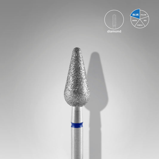 Foret à ongles diamanté, « poire » arrondi, 5,0*12 mm, bleu