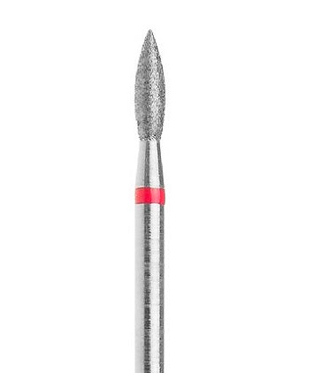 Diamond nail drill bit, “Flame” Pointed, 2.5*8.5 mm, Red