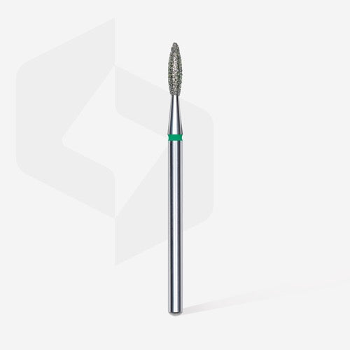 Diamond nail drill bit, “Flame”, 2.1*8.0 mm, Green, STALEKS