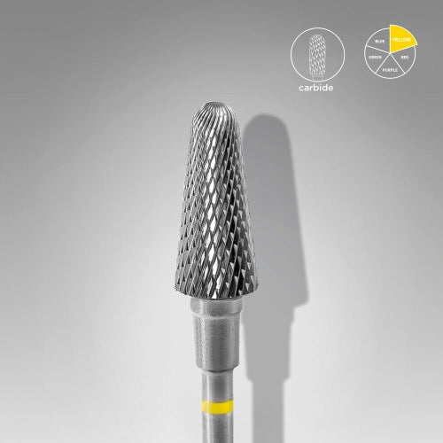 Carbide nail vŕtačka bit, "frustum" žltý, priemer hlavy 6 mm / pracovná časť 14 mm