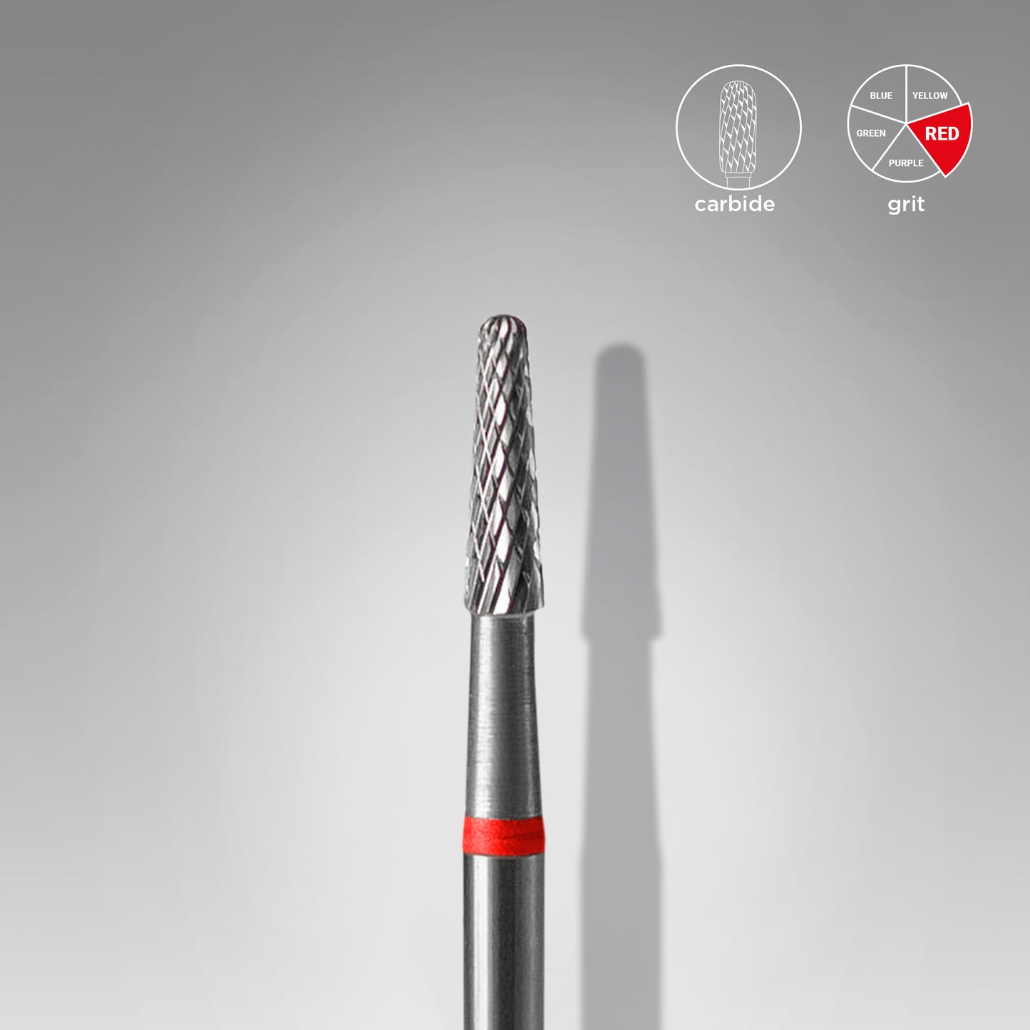 Carbide nail drill bit "Mini Cone” 2.3*8 Red Staleks