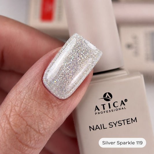 Gel polish №119 - Silver Sparkle 8ml Atica