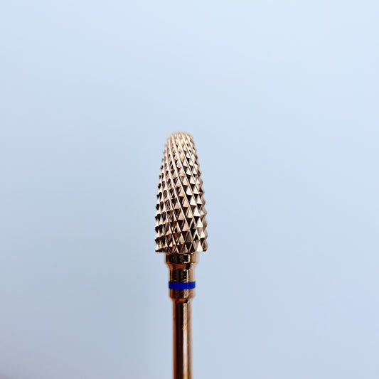Wiertło do paznokci z węglików spiekanych „Corn” w kolorze różowego złota 6*14,5, niebieskie
