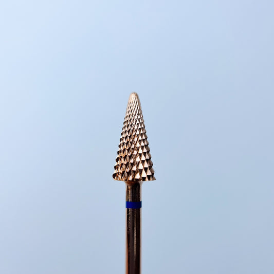 Karbidový vrták na nechty „Rounded Cone“ Rose Gold, Blue