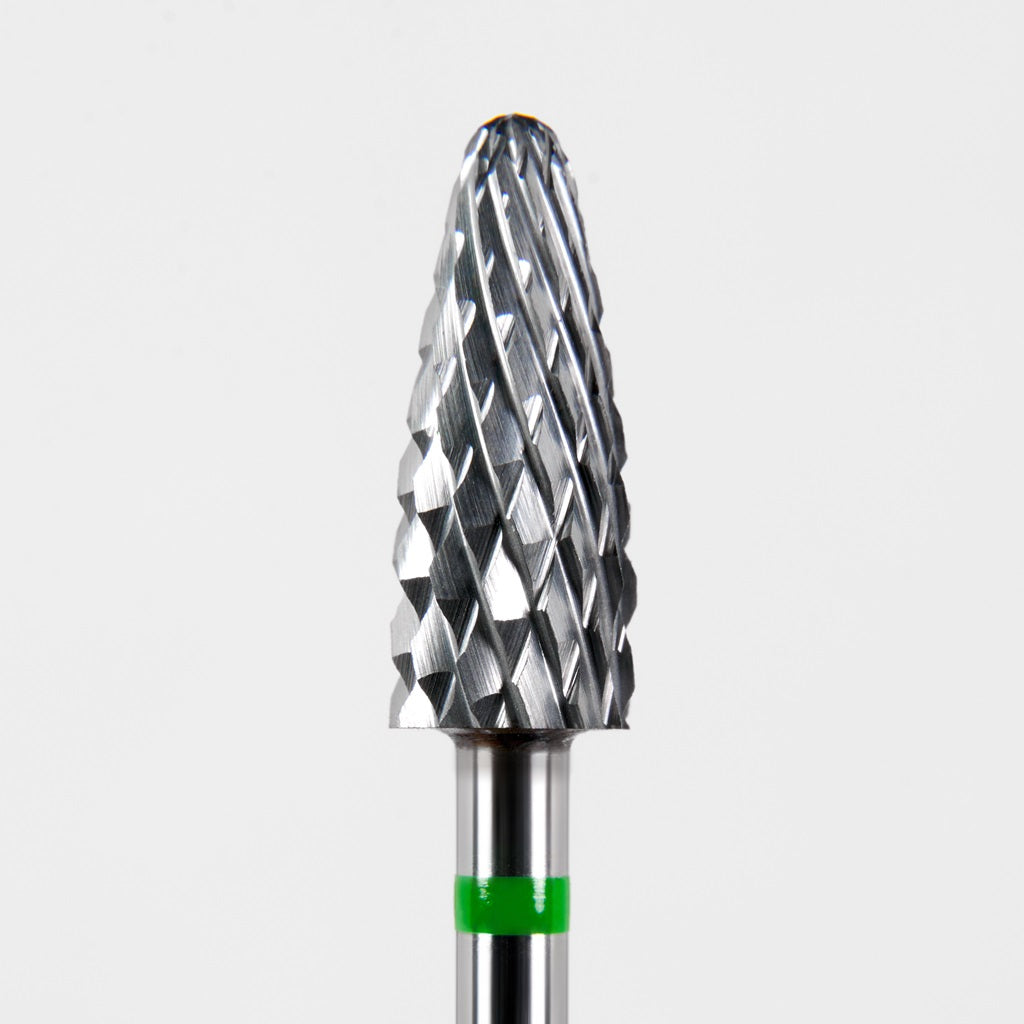 Carbide nail drill bit for Left-handed, “Corn”, Green, Dark