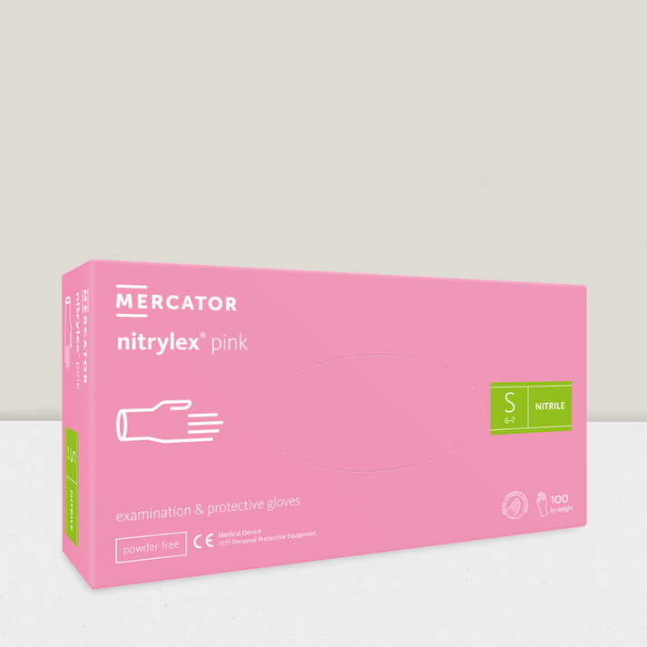Nitrile powder-free gloves Nitrylex Mercator size S (Pink)