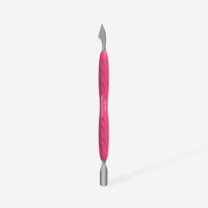 Пушер для маникюра с силиконовой ручкой «Gummy» Staleks Pro UNIQ 10 TYPE 3 (округлый узкий пушер и очиститель)