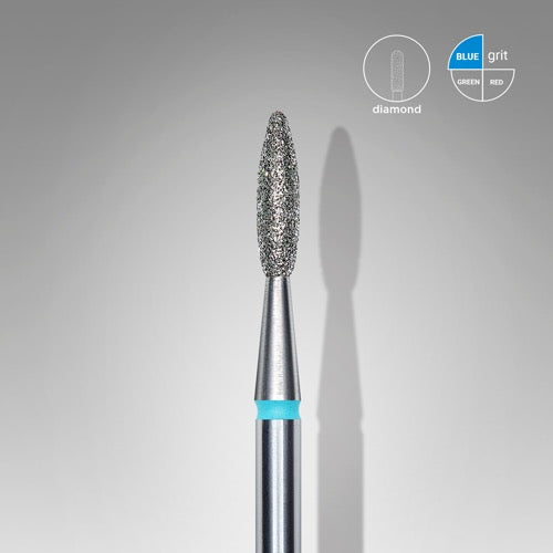 Diamond nail drill bit, “Flame”, 2.1*8.0 mm, Blue, STALEKS