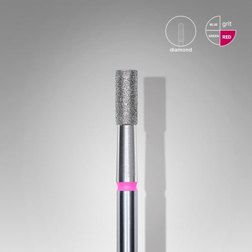 Diamond nail drill bit, “Cylinder”, 2.5*6.0 mm, Red, STALEKS