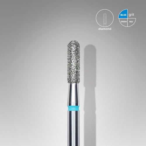 Diamond nail drill bit, “Cylinder” Rounded, 2.3*8.0 mm, Blue, STALEKS