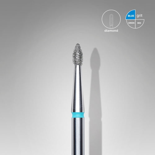 Diamond nail drill bit, “Bud” Pointed, 1.8*4.0 mm, Blue, STALEKS