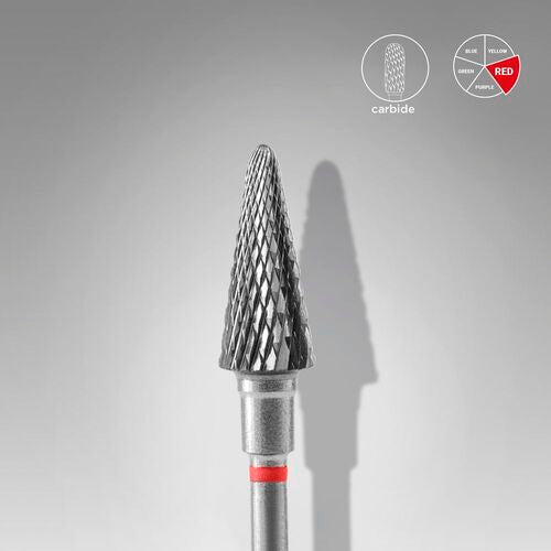 Carbide nail fúró bit, "cone" piros, átmérő 6 mm / munka rész 14 mm