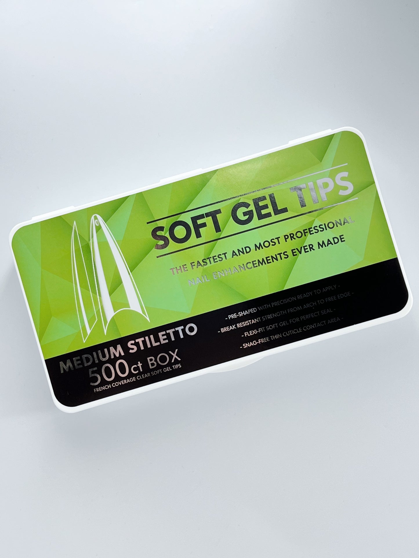 Gel tips Medium Half cover Stiletto, 500pcs