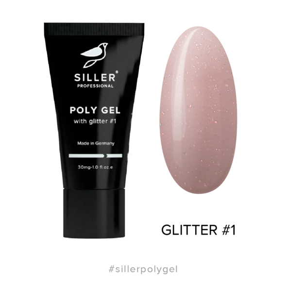Poly Gel with GLITTER Modeling polygel with glitter №1 30 ml Siller