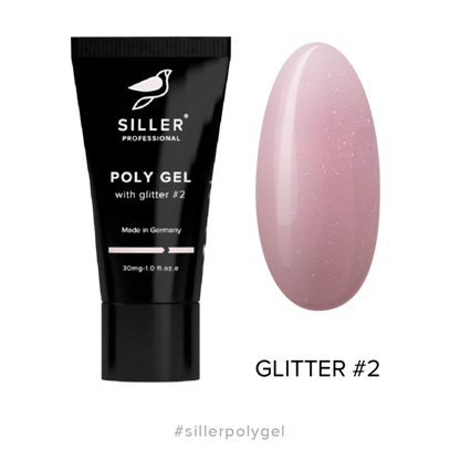 Poly Gel with GLITTER Modeling polygel with glitter №2 30 ml Siller