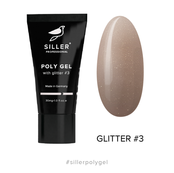Poly Gel with GLITTER Modeling polygel with glitter №3 30 ml Siller