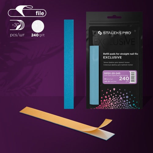 Disposable files for straight nail file (soft base) Staleks Pro Exclusive 20, 240 grit (30 pcs), DFEX-20-240