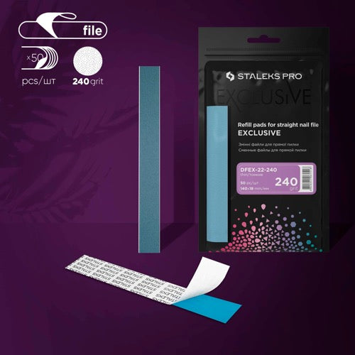 Disposable files for straight nail file Staleks Pro Exclusive 22, 240 grit (50 pcs), DFEX-22-240